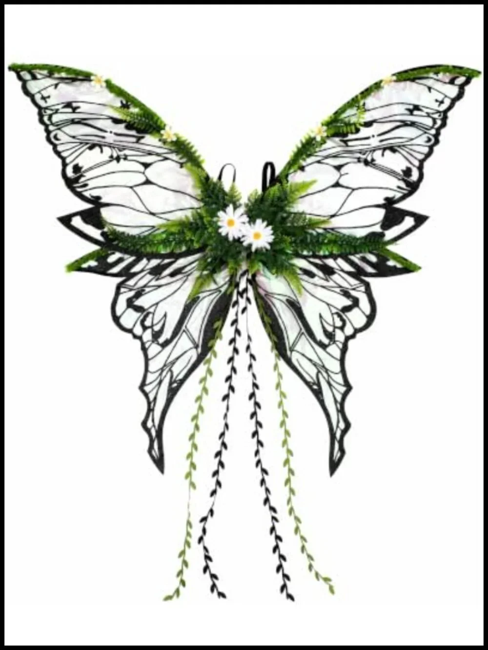 Fairy Wings Adult Women Butterfly Wings with Flower Vine Tassel Organza